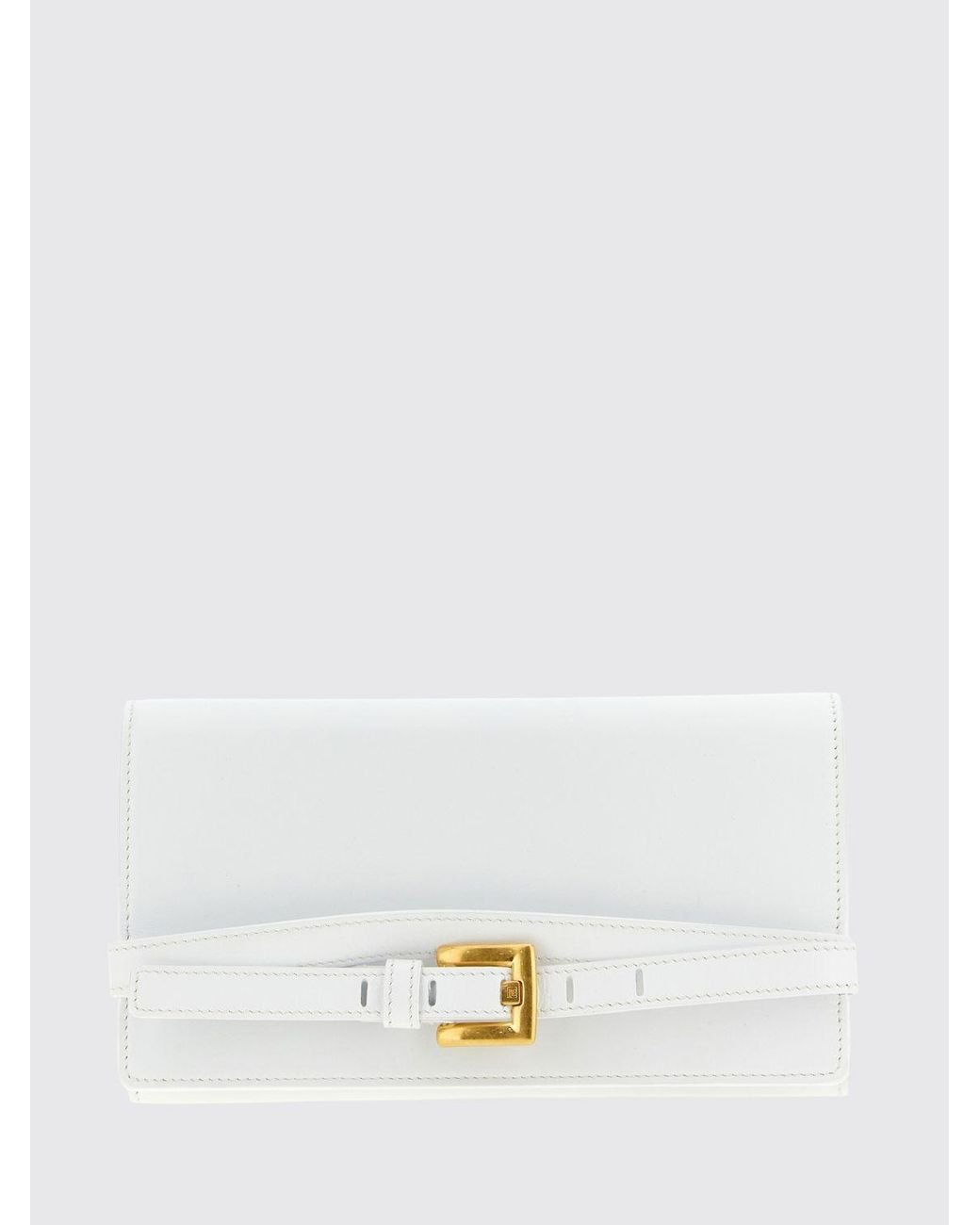 Balmain White Shuffle Leather Wallet Bag