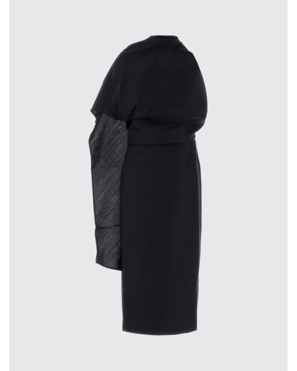 Rohe Blue Draped One-Shoulder Wool-Blend Midi Sheath Dress