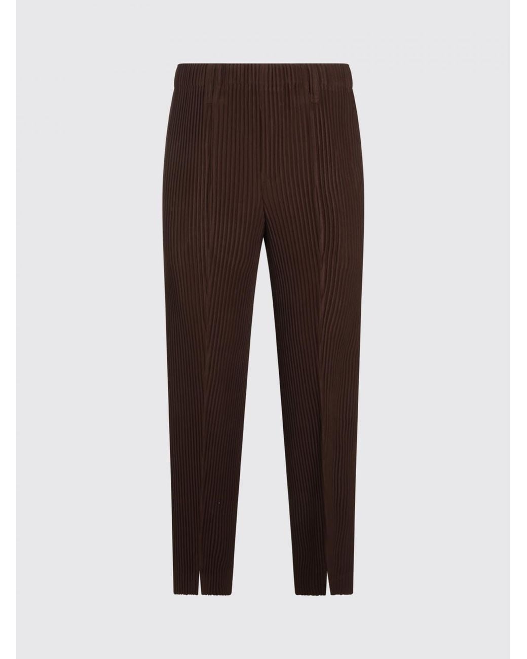 Homme Plissé Issey Miyake Red Homme Plissé Issey Miyake Slim Fit Pleated Technical Fabric Trousers With Slit for men