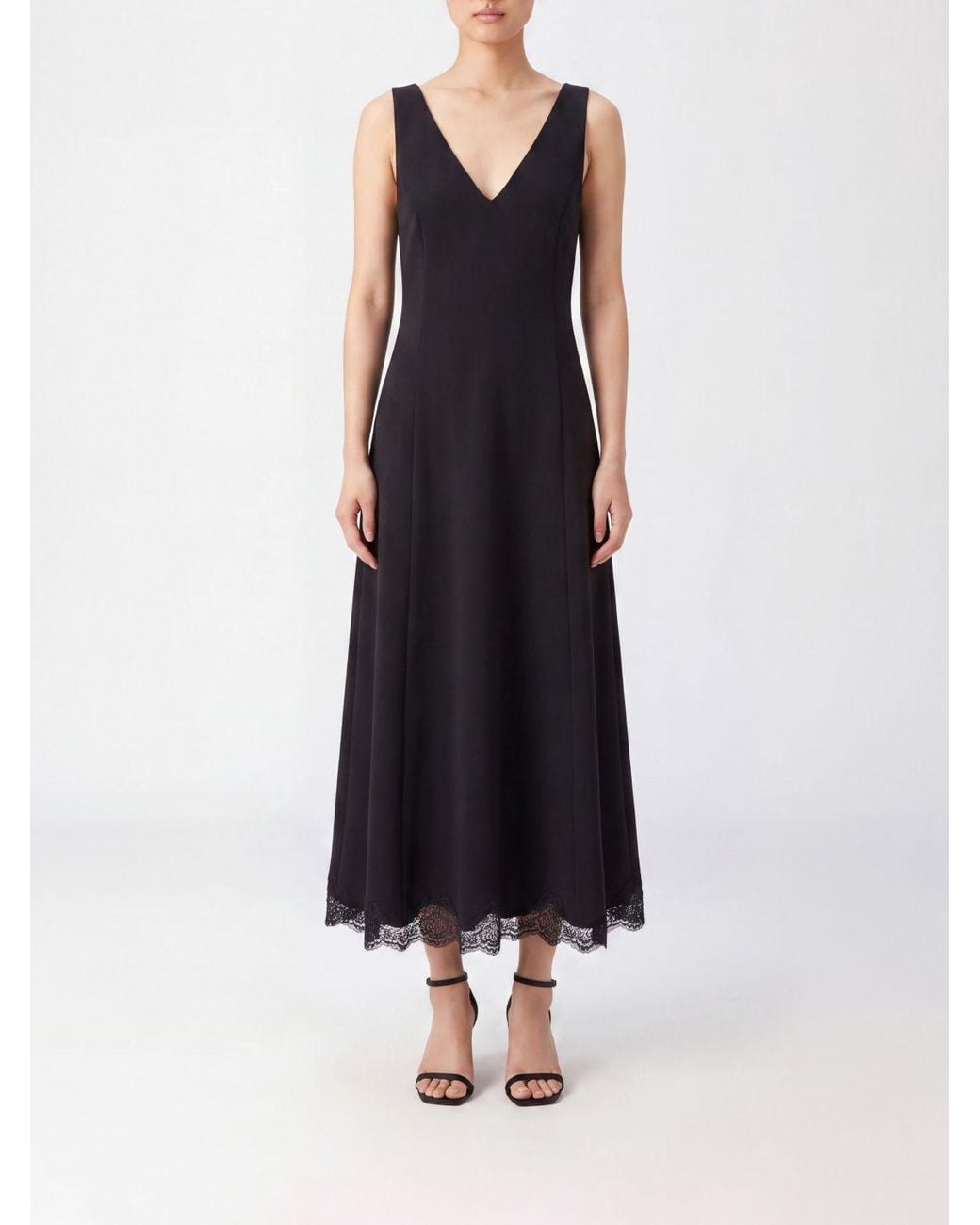 Valentino Garavani Blue Off-The-Shoulder Wool And Silk Flared Midi Dress