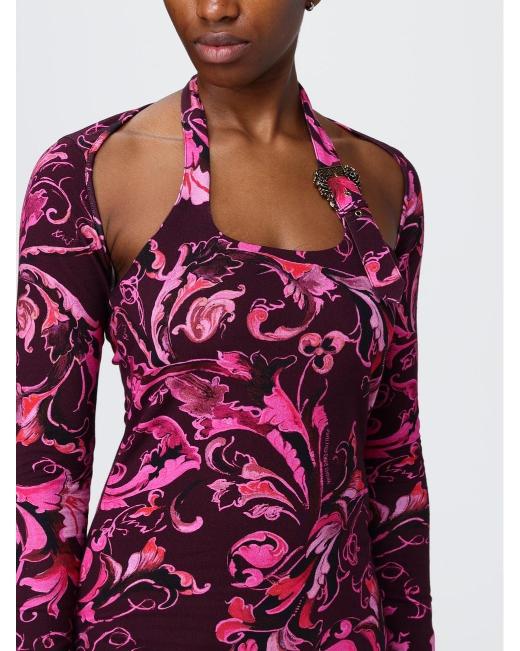 Versace Jeans Couture Red Dress With "Barocco" Print