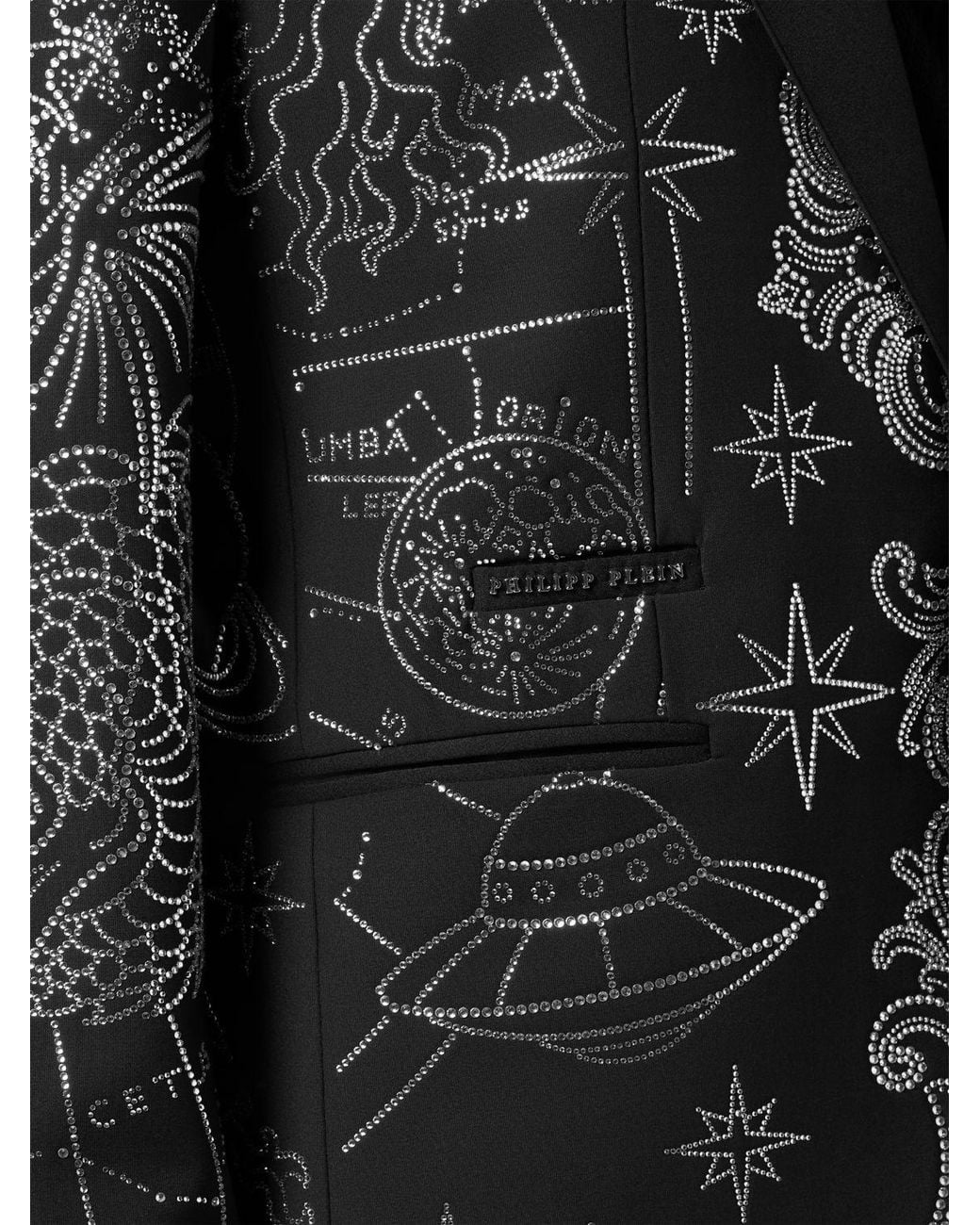 Philipp Plein Black Zodiaco Wool-Blend Blazer With Crystal Embroidery for men
