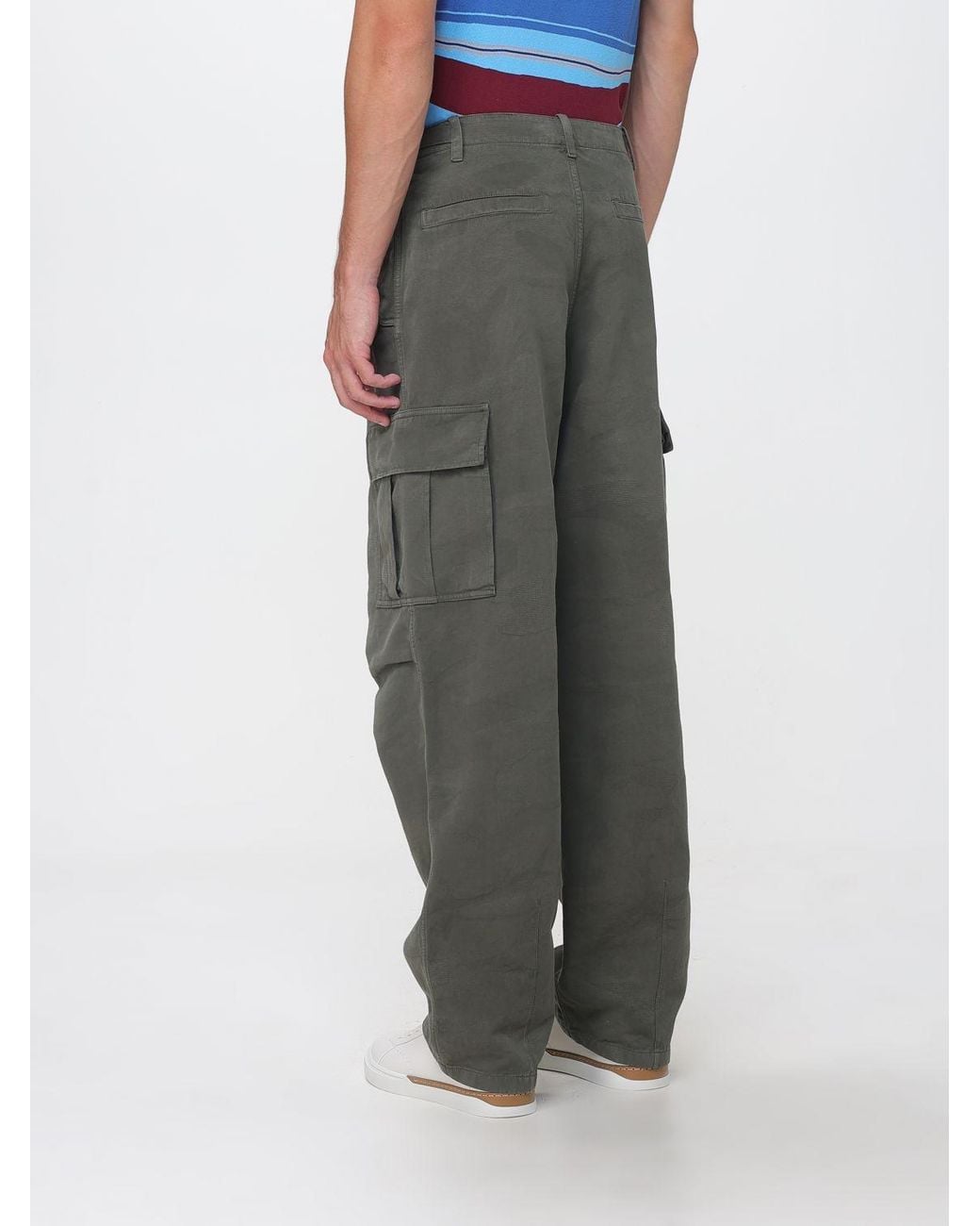 Fendi Gray Wide-Leg Cotton Cargo Trousers With Waist Belt for men