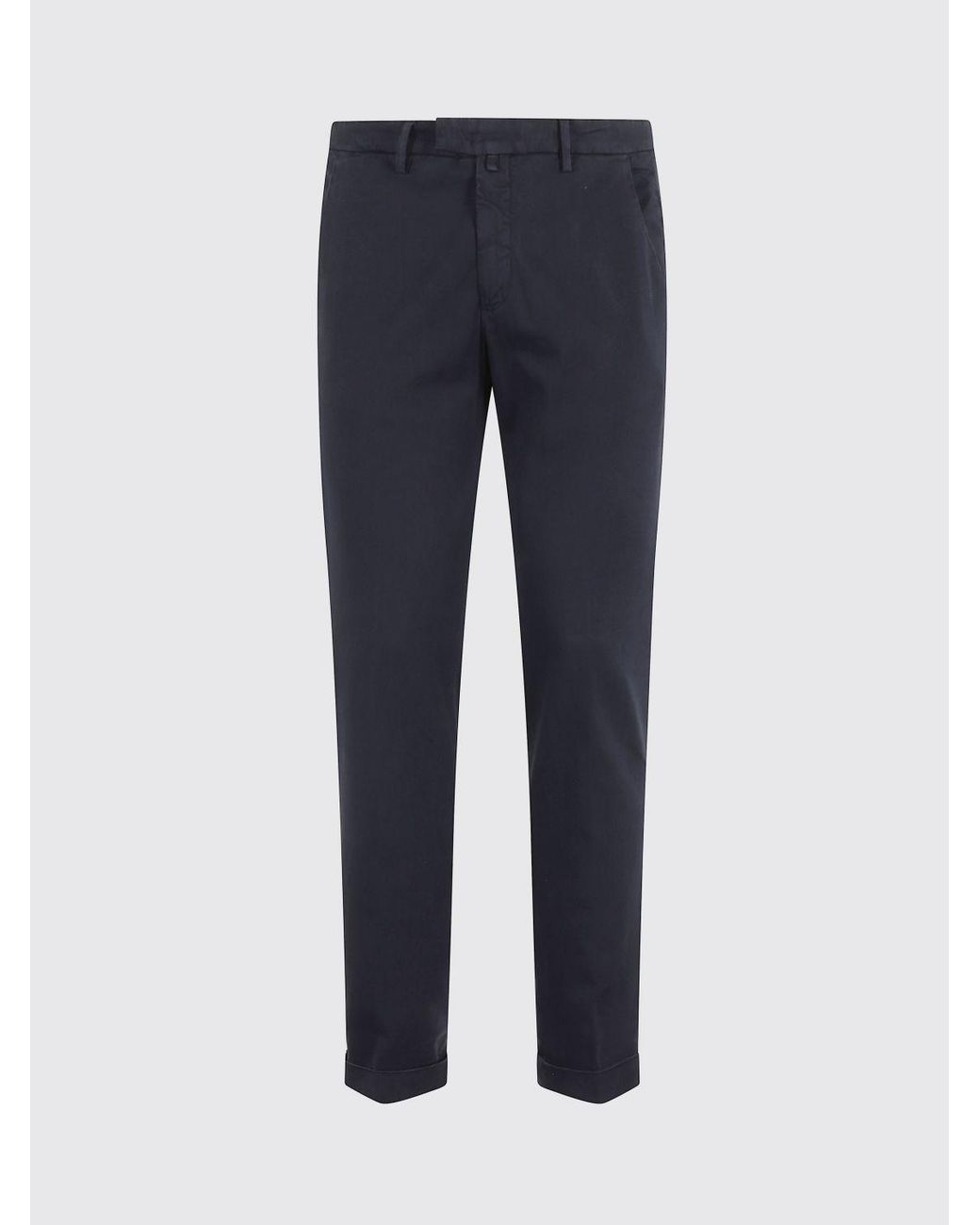 Briglia 1949 Blue Slim Fit Pleated Cotton Tailored Trousers for men