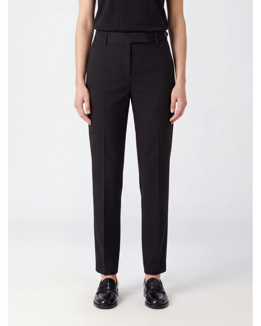 Brunello Cucinelli Black Slim Fit Stretch-Virgin Wool Trousers With Monili Embroidery