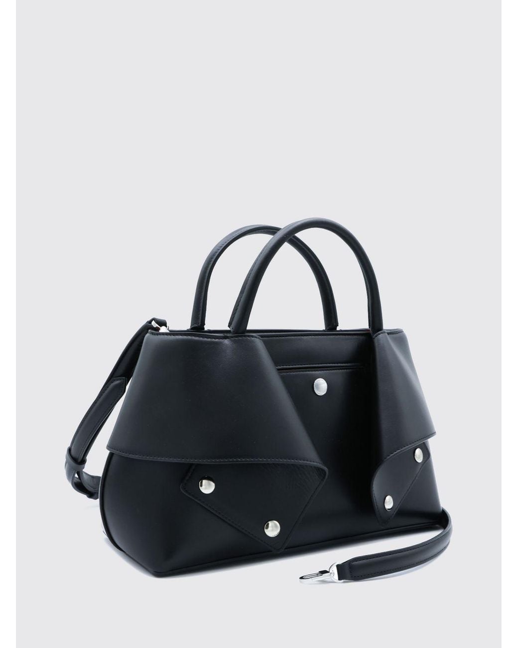 Totême Blue Smooth Leather Handbag With Double Handle And Removable Strap