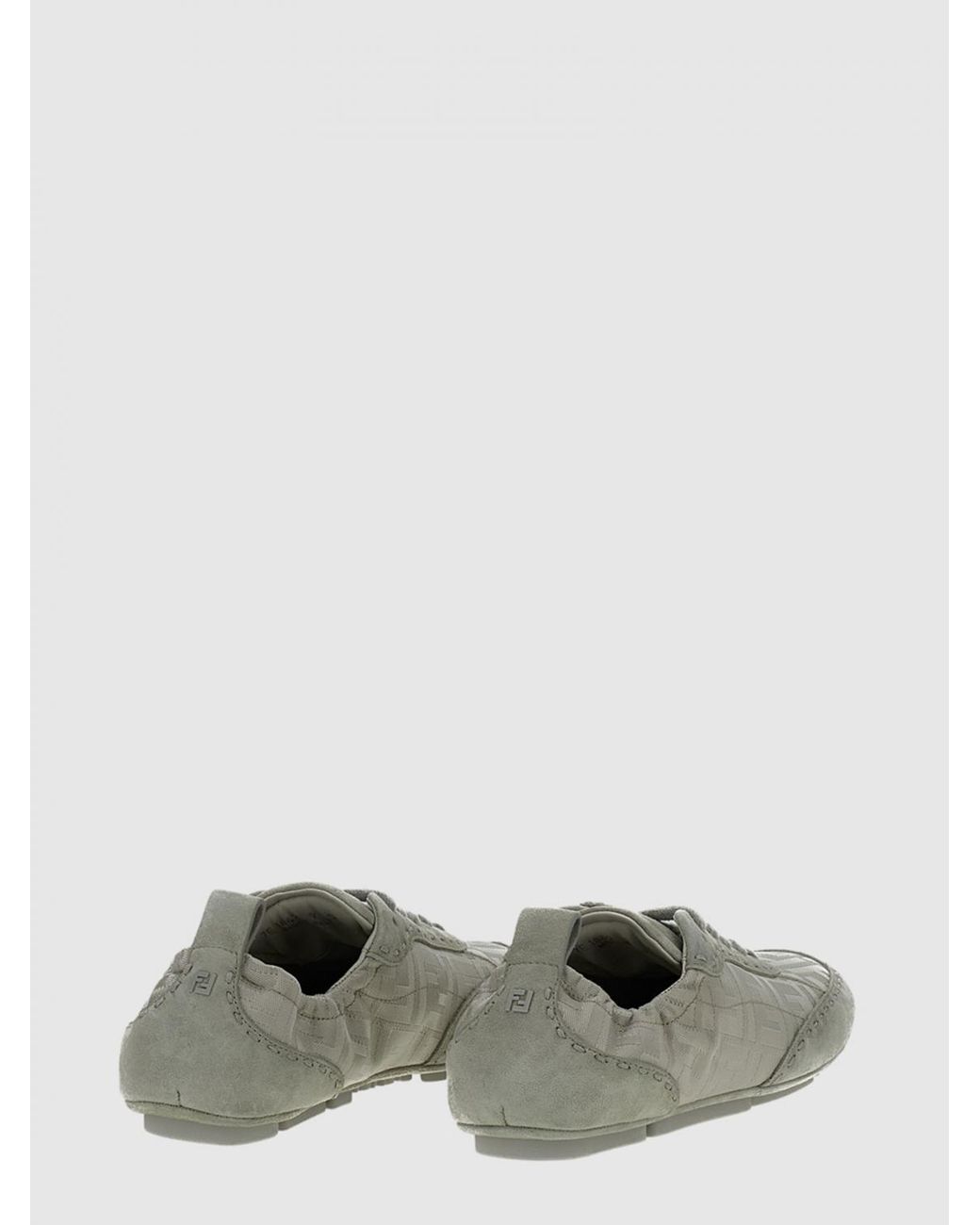 Fendi Gray Fit Ff Jacquard Monogram Canvas And Suede Sneakers for men