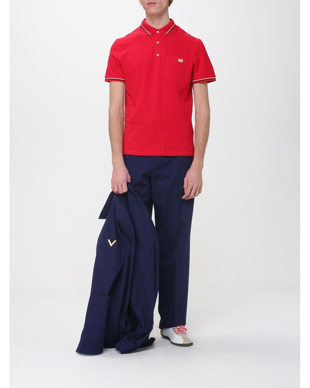 Valentino Red Cotton Polo Shirt With Logo for men