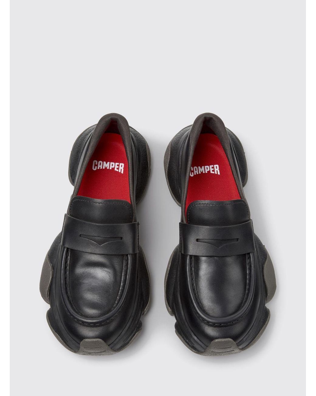 Camper White Karst 2 Smooth Leather Penny Loafers With Vibram Sole