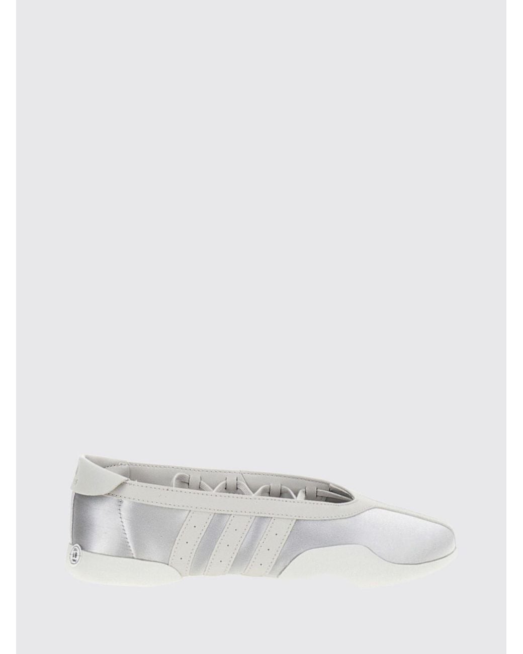 Adidas Originals White Taekwondo Mei Satin Ballet Flats With Tie-Up Ribbons And 3-Stripes Logo