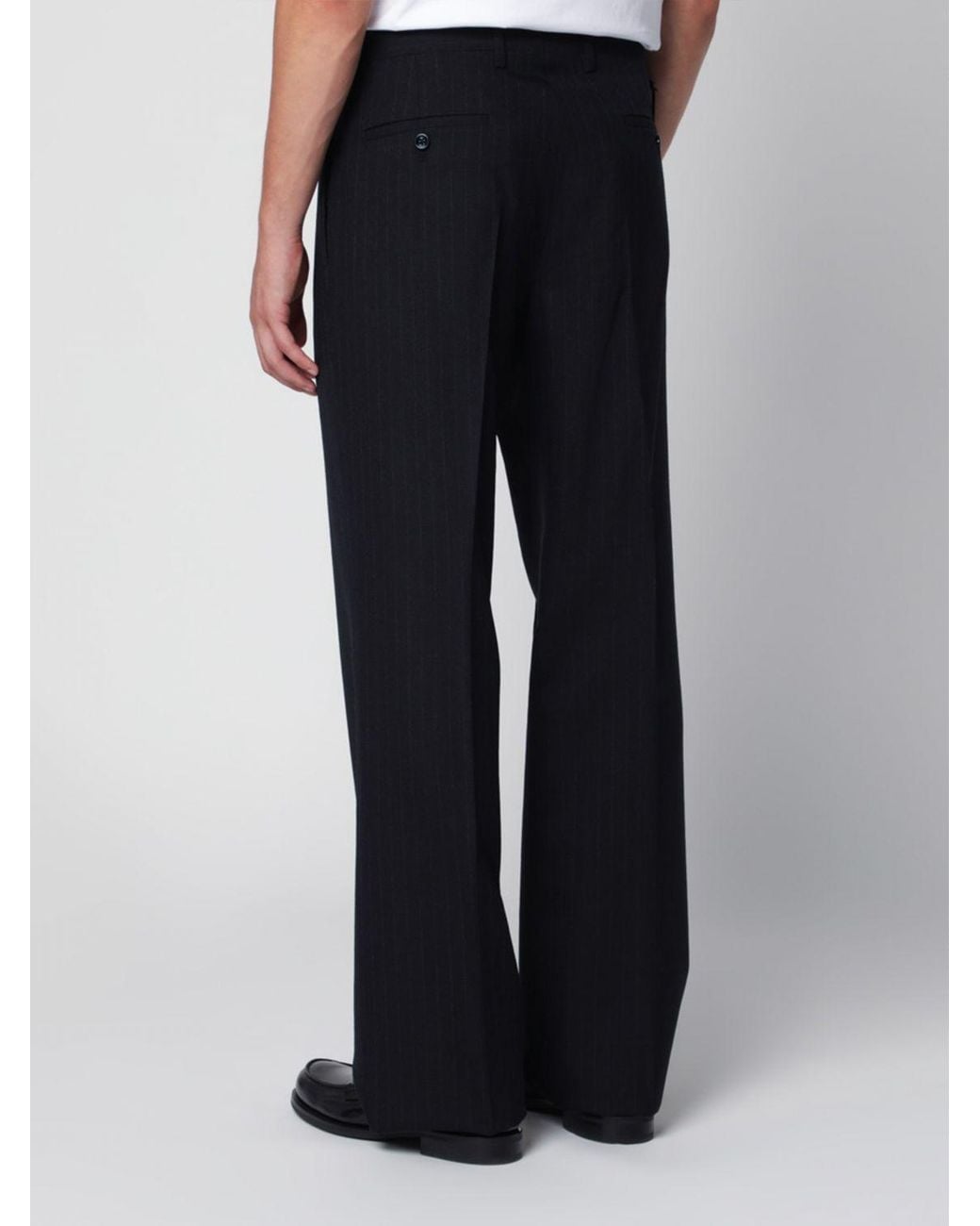 Lardini Blue Pinstriped Virgin Wool Tailored Trousers With A Straight-Leg Cut for men