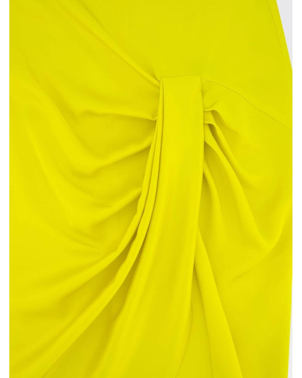 Stella McCartney Yellow Draped Jersey Midi Pencil Skirt With High Waist And Asymmetrical Hem