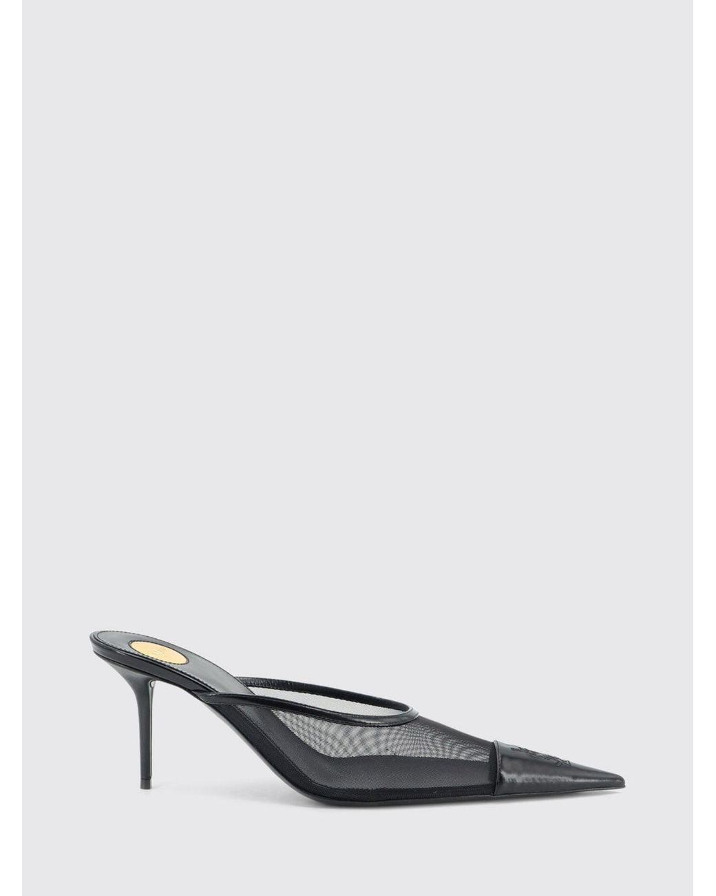 Saint Laurent White Renée Mesh And Leather Mules With Ysl Monogram