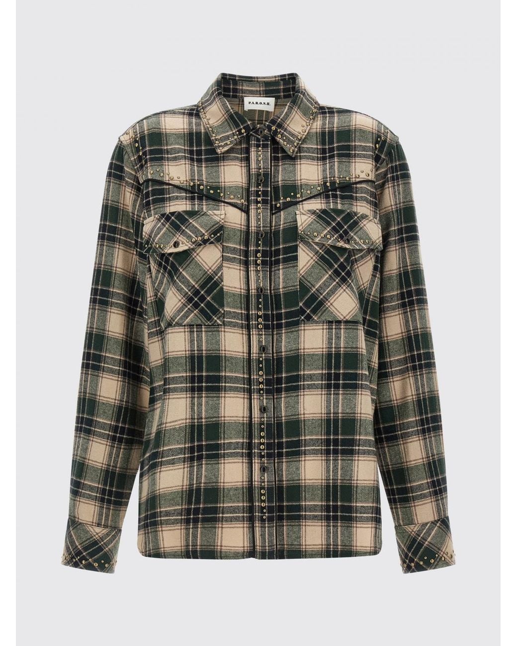 P.A.R.O.S.H. Blue P.A.R.O.S.H. Check Cotton Shirt With Stud Embellishments