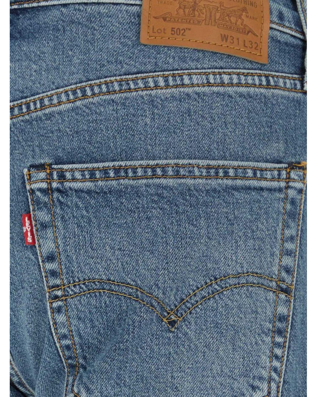 Levi's Blue Straight Fit 502 Jeans With A Low-Rise Waist for men