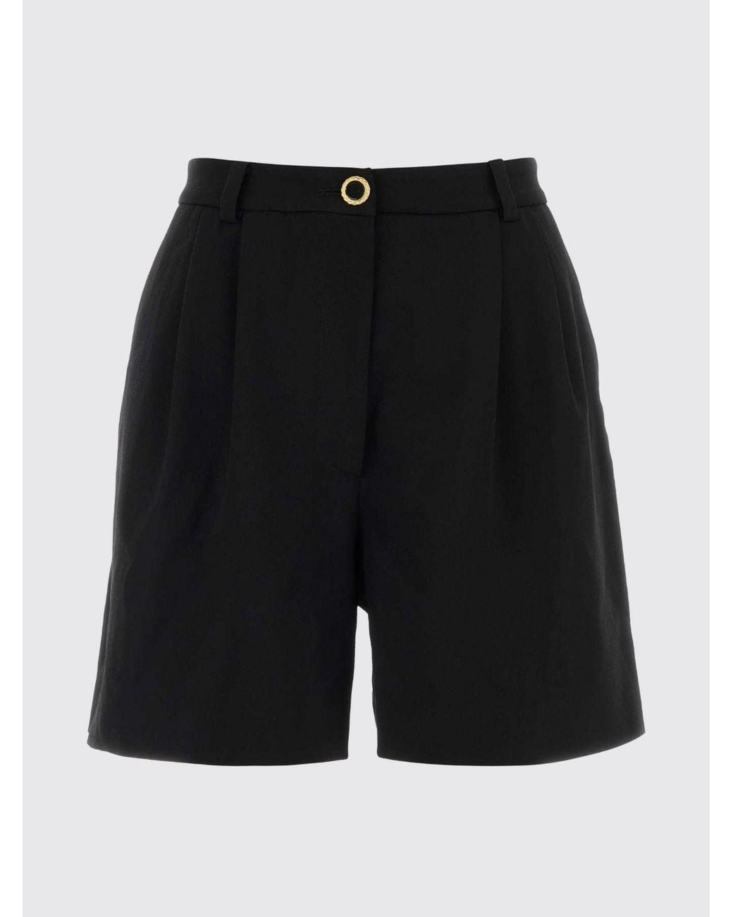 Alessandra Rich Black Mid-Rise Pleated Wool-Blend Shorts