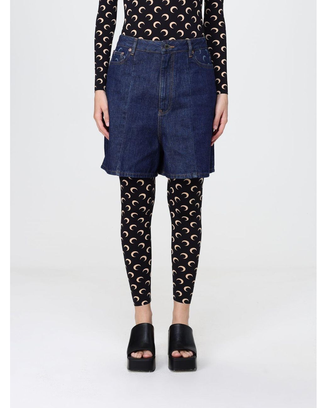 MARINE SERRE Blue Cotton Denim Shorts