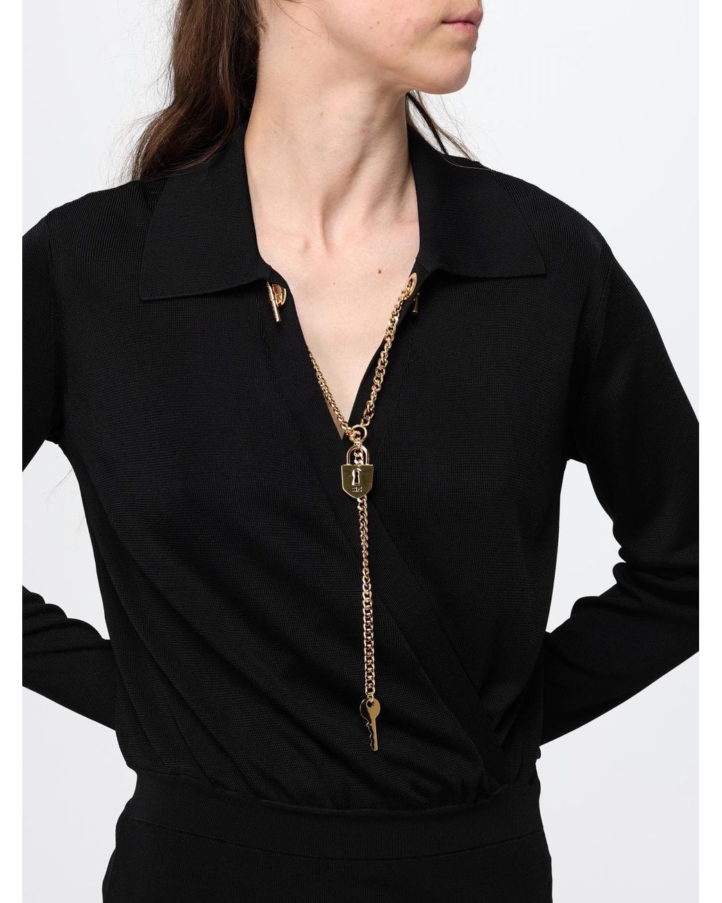 Elisabetta Franchi Black Midi Sheath Dress