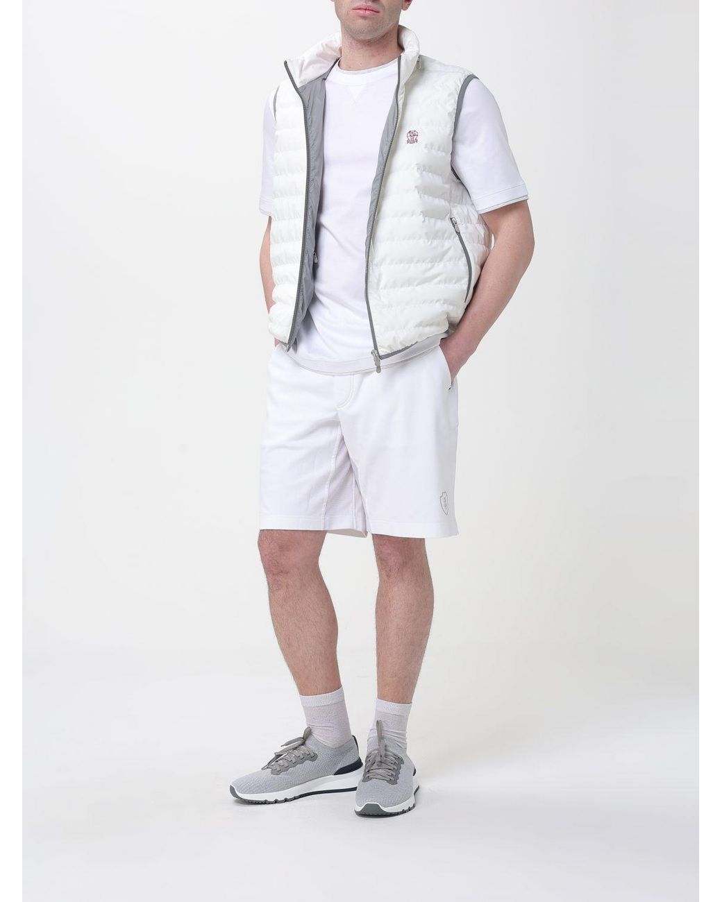 Chaleco De Plumas Con Logo Brunello Cucinelli de hombre de color White