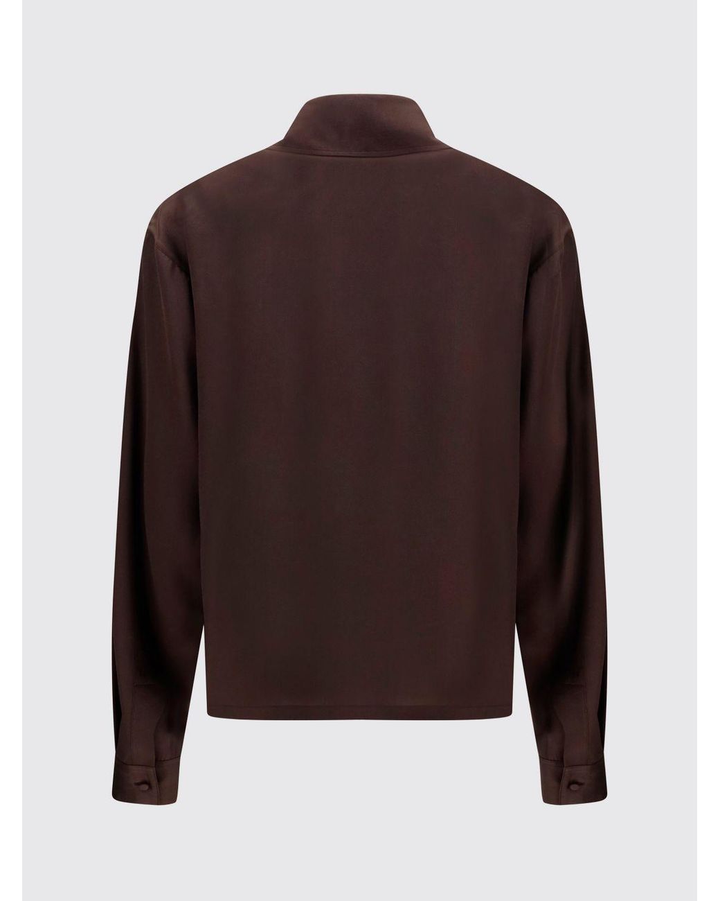 Tom Ford Purple V-Neck Silk Blouse With Long Dropped-Shoulder Sleeves