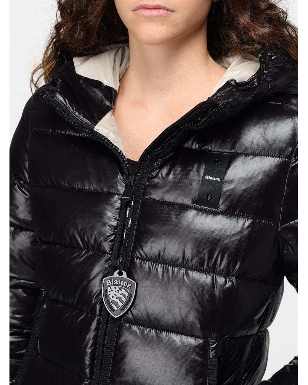 Blauer Black Caroll Short Quilted Nylon Hooded Puffer Jacket