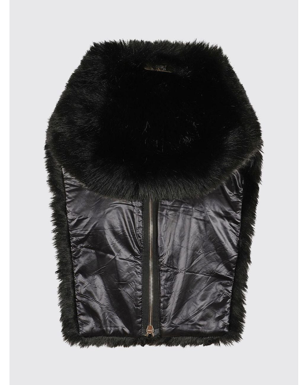 Herno Black Soft Faux Fur Scarf Collar With Concealed Closure
