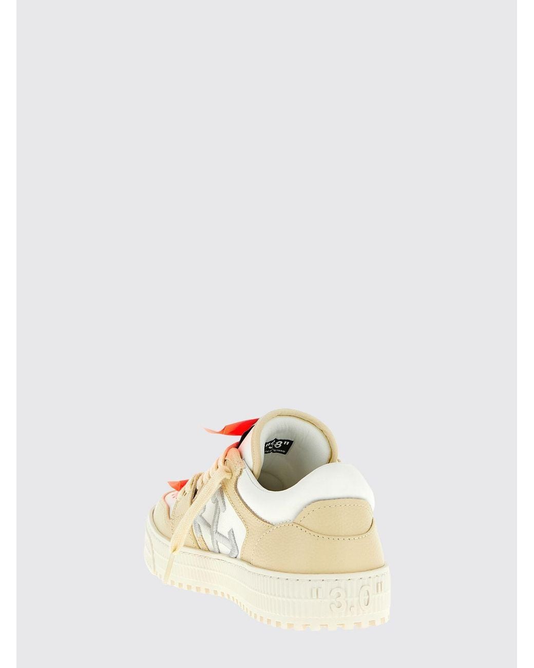 Off-White c/o Virgil Abloh Natural 3.0 Court Low Grained Leather And Canvas Sneakers