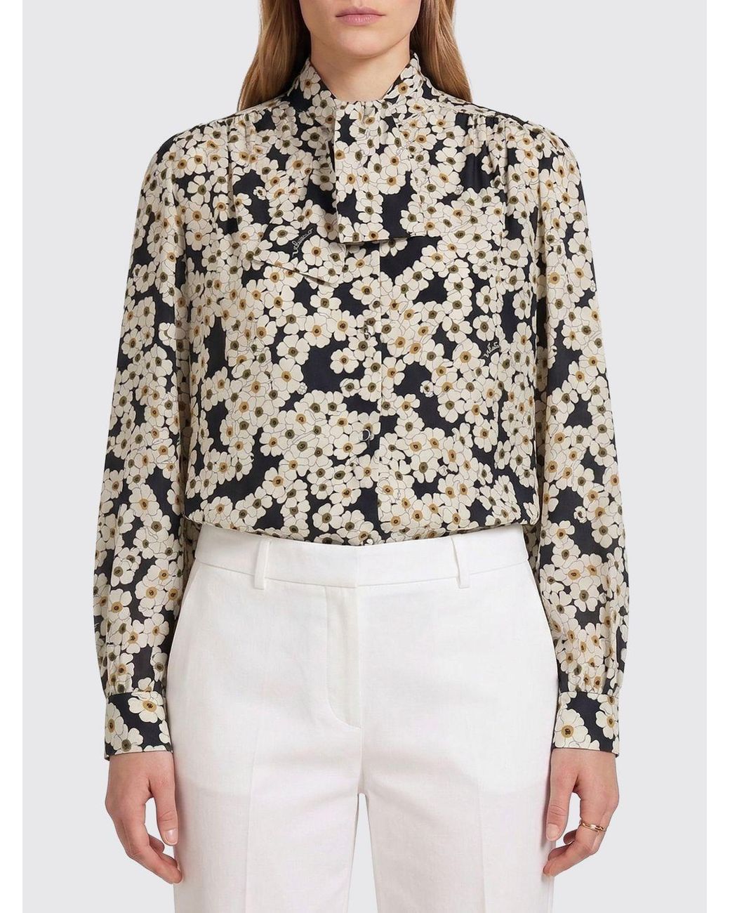 Valentino White Silk Shirt With Floral Print