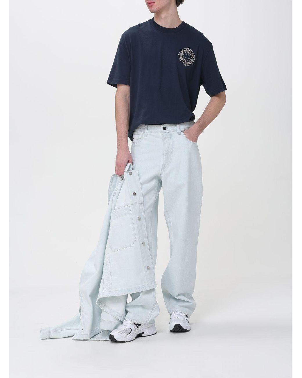 Stone Island Blue Straight Jeans for men