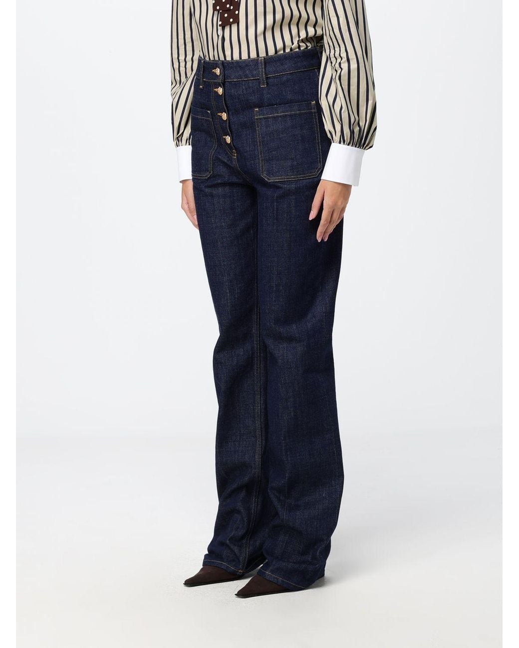 Valentino Garavani Blue High-Waisted Straight Jeans