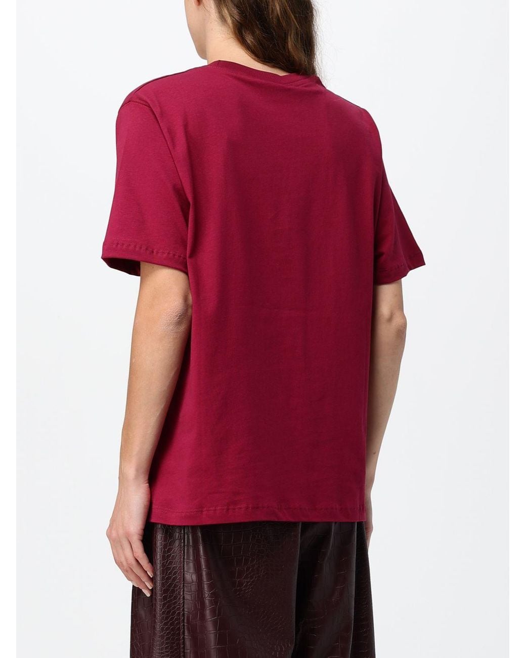 DISCLAIMER Red Short-Sleeved Cotton T-Shirt With Contrast Logo And Dropped Shoulders