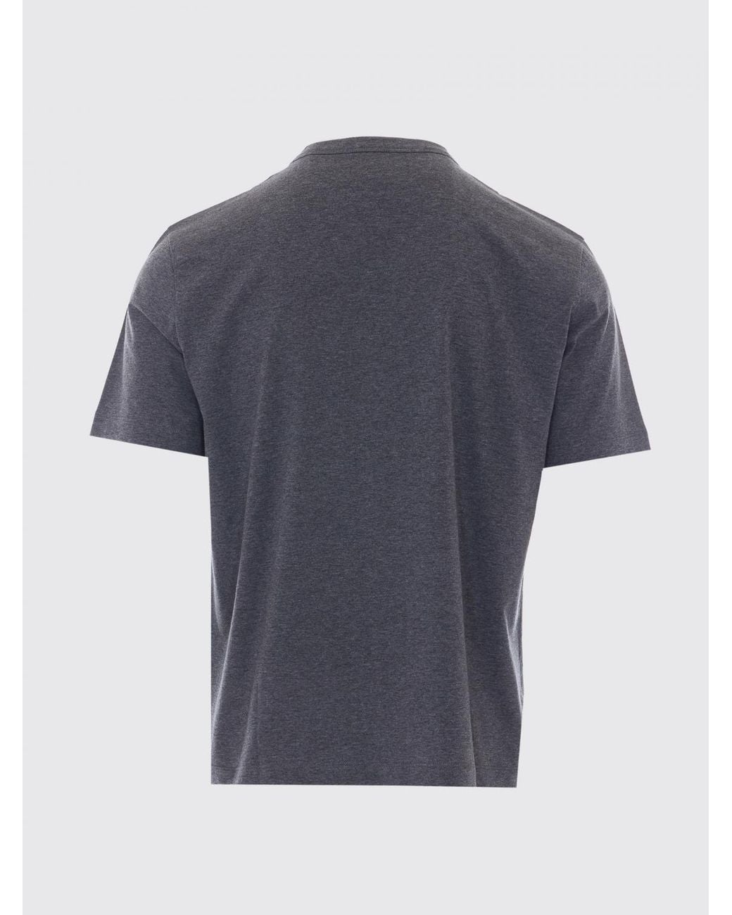 Lanvin Gray Short-Sleeved Cotton Crewneck T-Shirt With Embroidered Logo for men