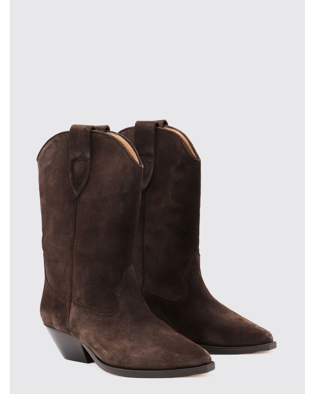 Isabel Marant Brown Duerto Calf-Height Suede Western Boots With Low Heel