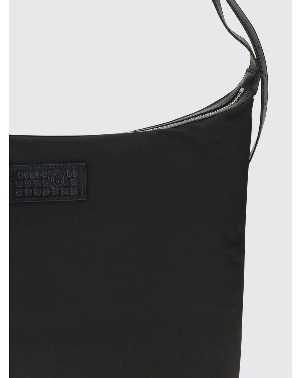 MM6 by Maison Margiela Black Nylon Shoulder Bag With Numeric Logo And Zip for men