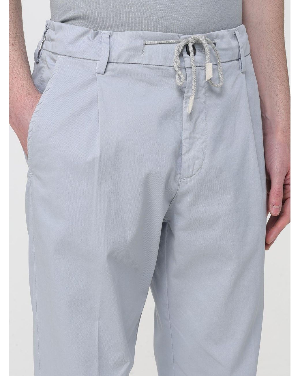 Eleventy Blue Slim Fit Cotton Blend Trousers for men