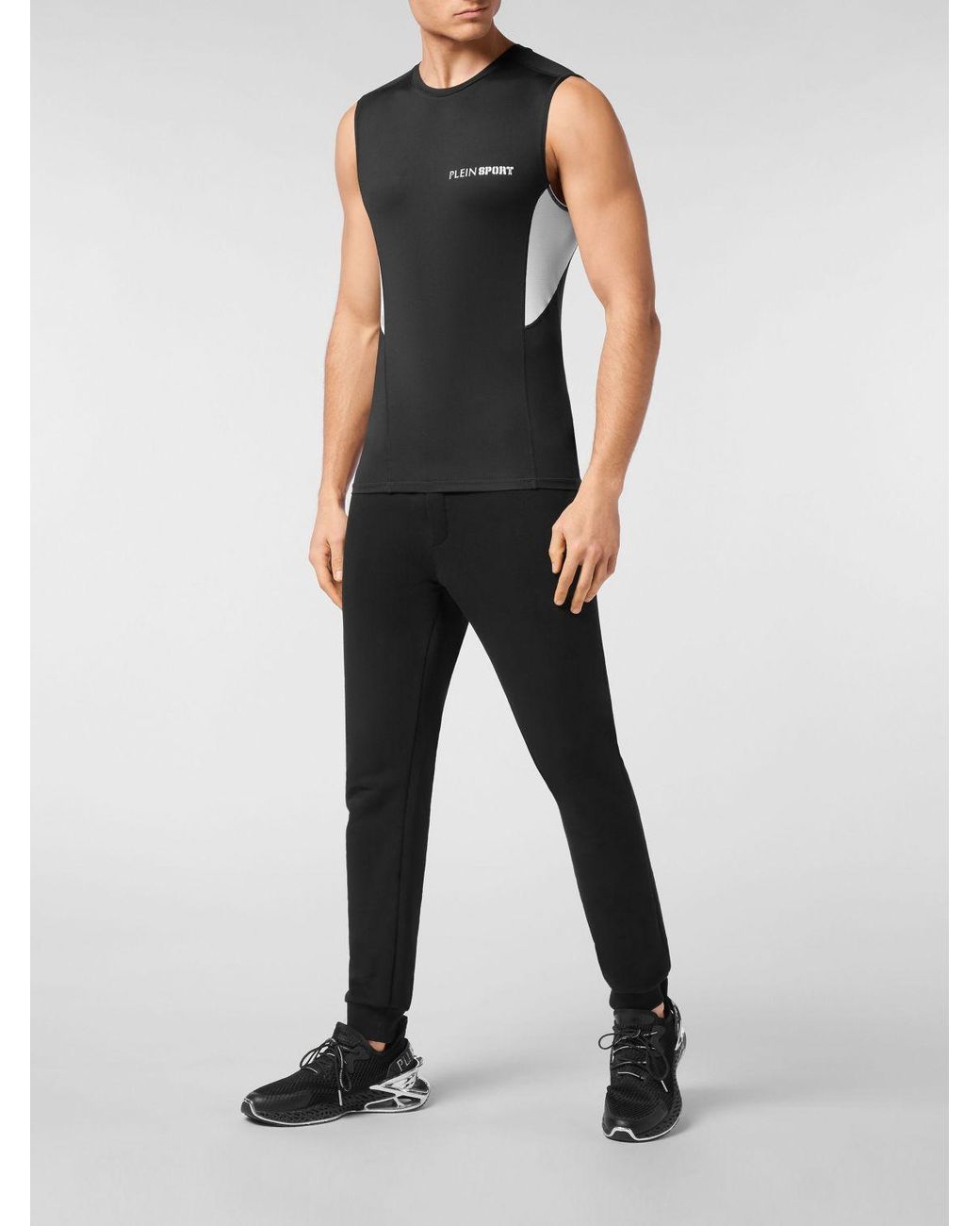 Philipp Plein Black Slim Fit Cotton Tank Top With Contrast Logo for men