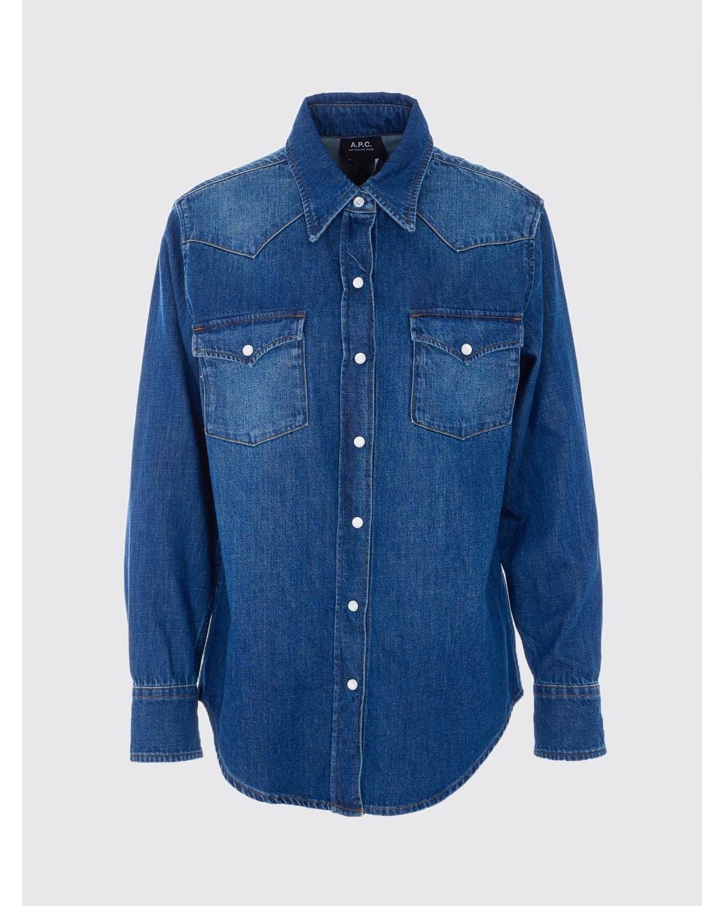 A.P.C. Blue Basic Cotton Denim Shirt