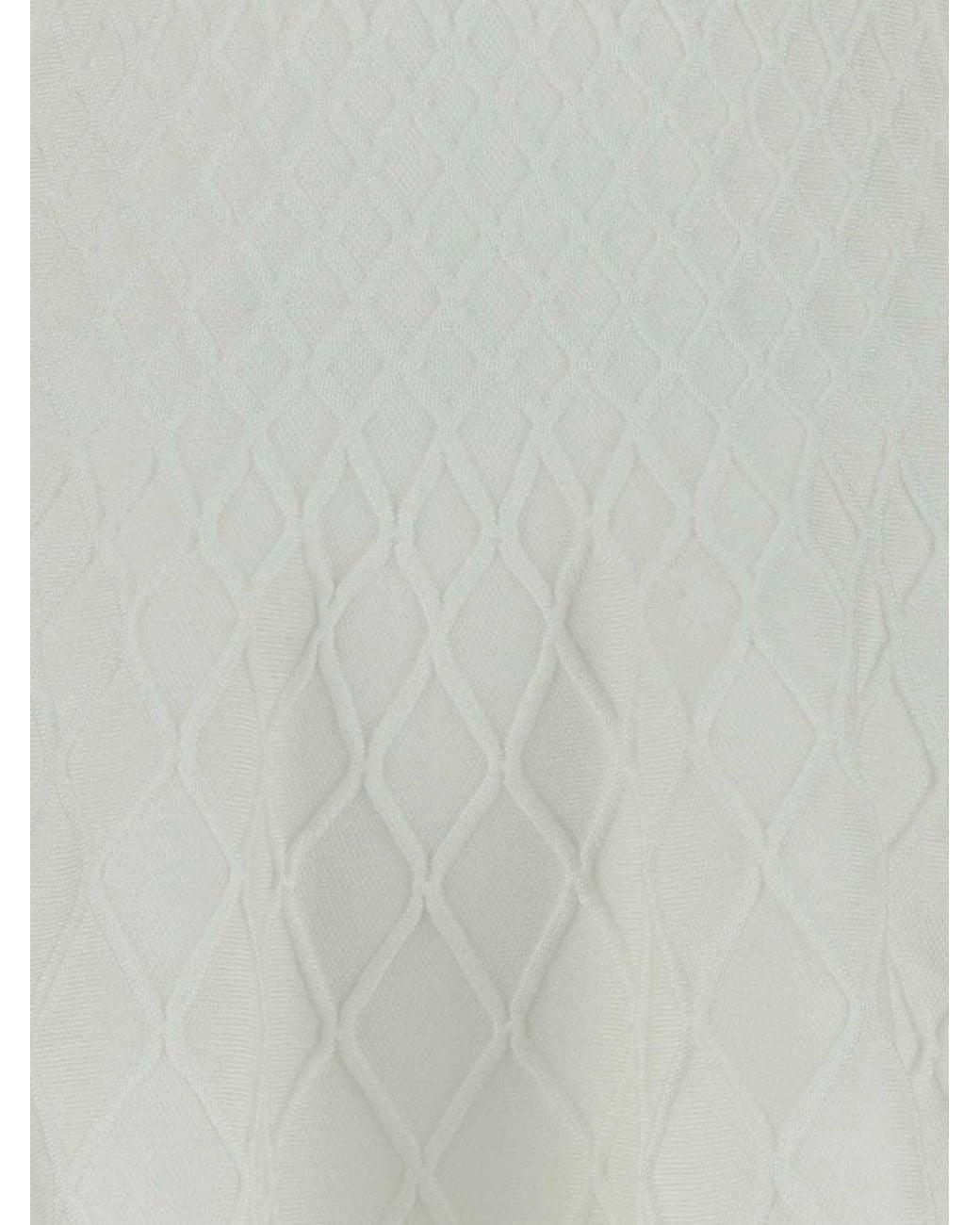 Balmain White A-Line Viscose Knit Mini Dress With V-Neck