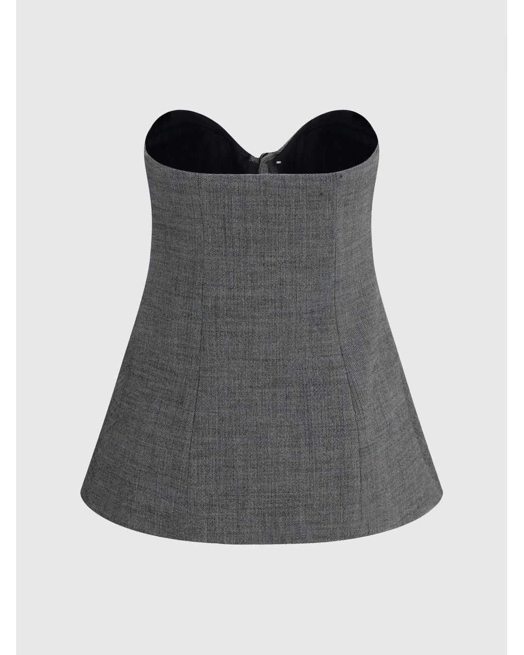 Magda Butrym Gray Off-The-Shoulder Merino Wool Top With A Sweetheart Neckline