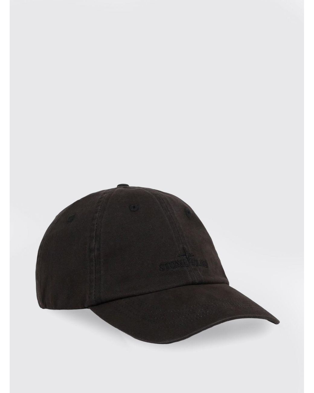 Stone Island Black Embroidered Logo Cotton Baseball Cap for men
