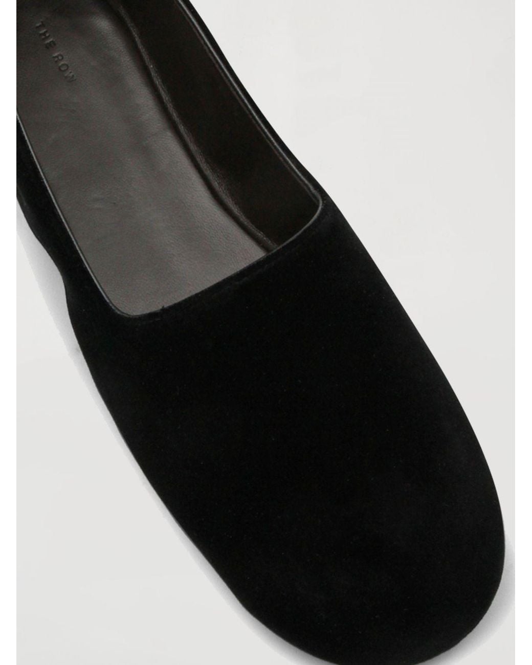 The Row White Ponti Velvet Ballerina Flats