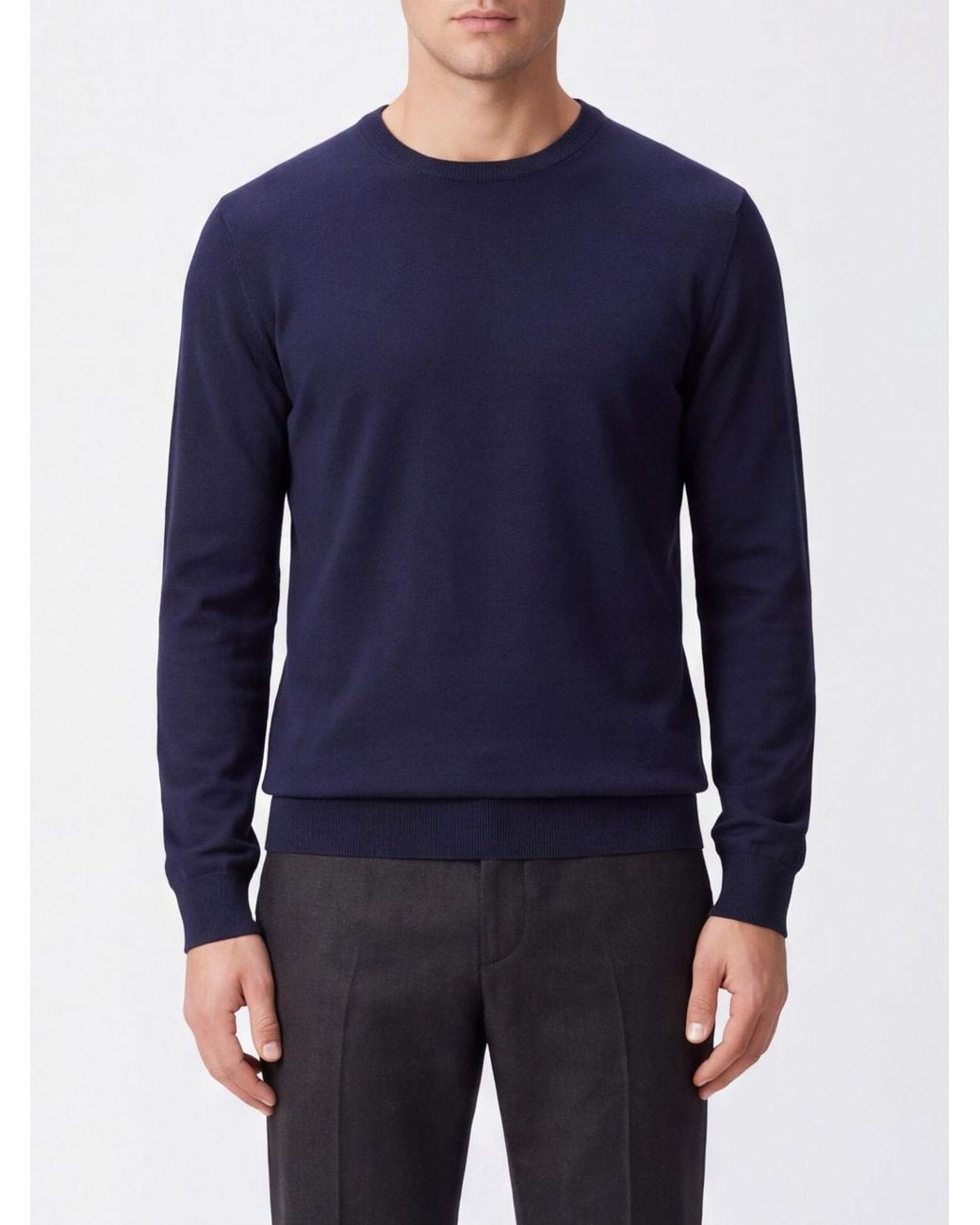Zegna Blue Pure Cashmere Crew-Neck Jumper With Long Sleeves And Ribbed Trims for men