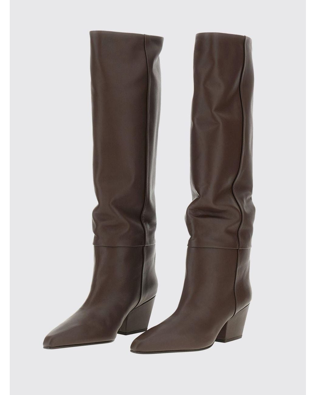 Paris Texas Brown Jane Calf Leather Western Ankle Boots With Chunky Heel