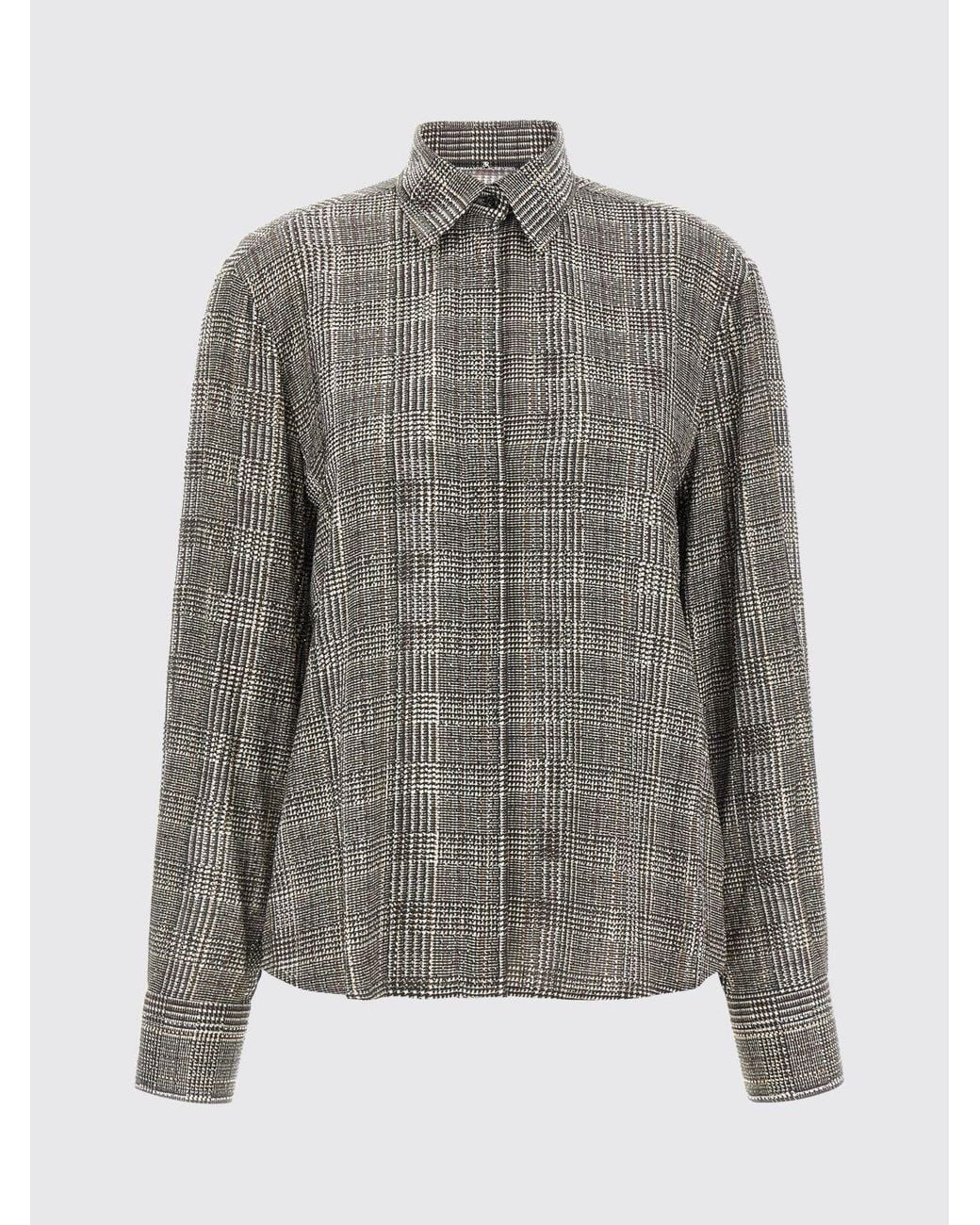 Ermanno Scervino Gray Prince Of Wales Print Viscose Shirt With French Collar