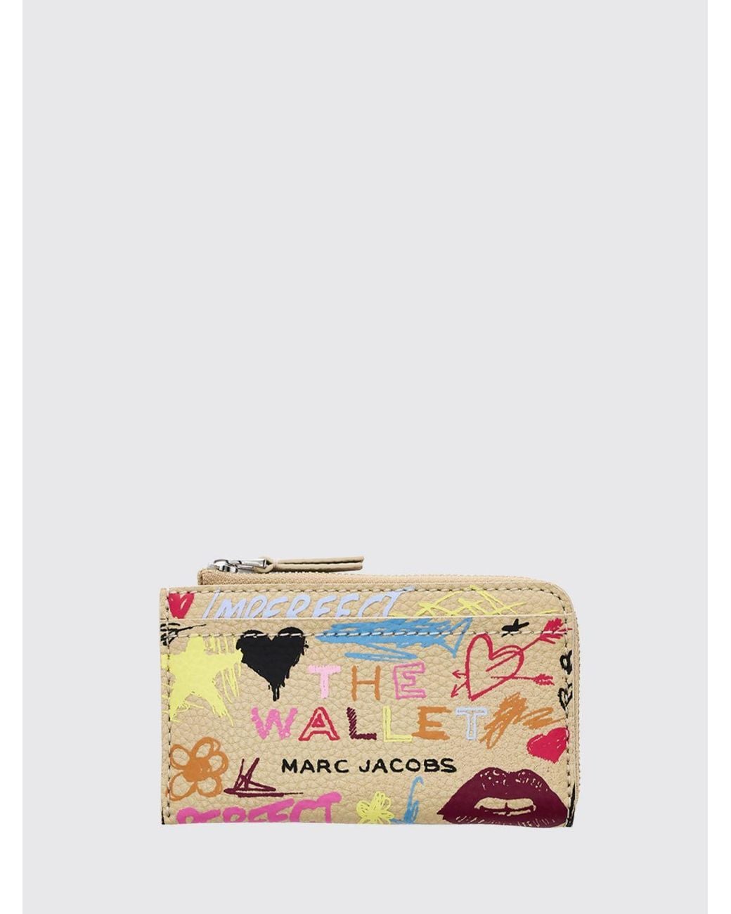 Marc Jacobs Natural The Punk Scribble Leather Wallet With Graphic Print
