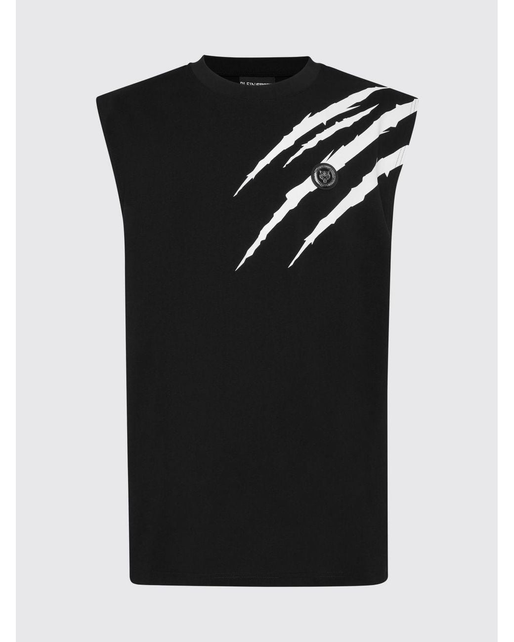 Philipp Plein Black Printed Cotton Tank Top for men