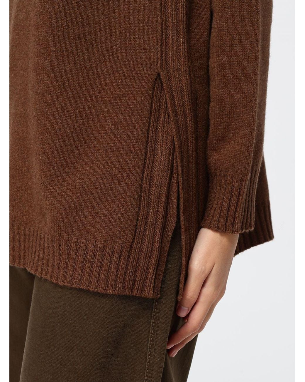 Kangra Brown Wool Turtleneck With Long Sleeves And Ribbed Trims
