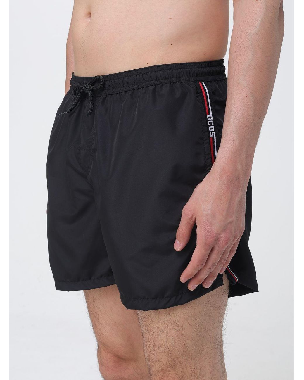 Gcds Blue Nylon Swimsuit With Jacquard Logo for men