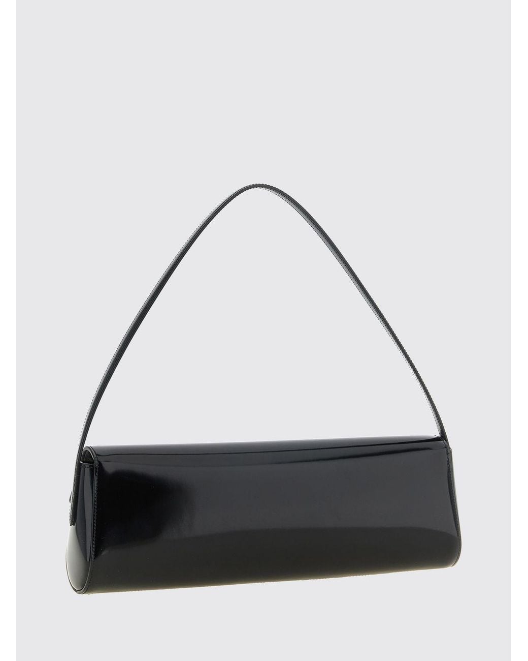 Jil Sander Black Kante Brushed Calfskin Shoulder Bag With Flat Handle