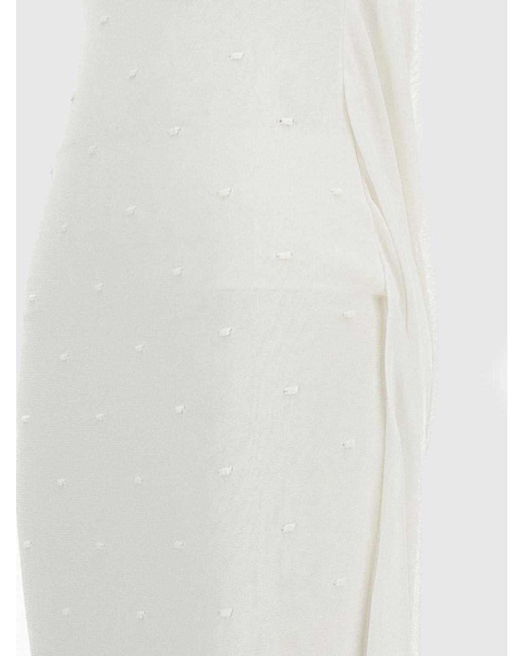Jacquemus White Viscose Midi Dress With Pearls